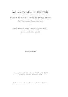 Partition complète, Versi en riposta al Dixit del Primo Tuono, Banchieri, Adriano