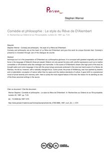 Comédie et philosophie : Le style du Rêve de D Alembert - article ; n°1 ; vol.22, pg 7-23