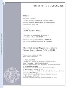 Matériaux magnétiques en couches. Etudes des systèmes FePt et FeRh, Magnetic Materials Films : studies of the FePt and FeRh systems