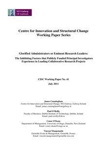 Centre for Innovation and  Structural Change Working Paper Series