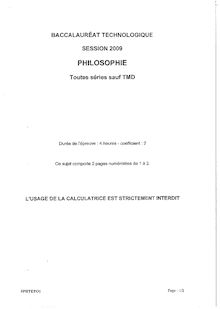 Sujet du bac STG 2009: Philosophie
