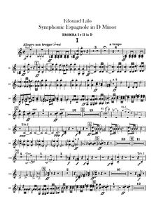 Partition trompette 1 / 2 (D), Symphonie espagnole, Violin Concerto No.2