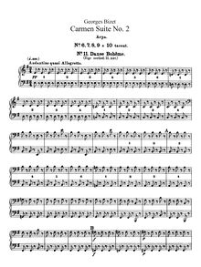 Partition harpe, Carmen  No.2, Bizet, Georges