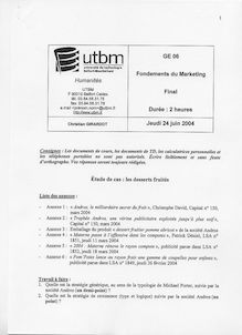 Fondements du marketing 2004 Université de Technologie de Belfort Montbéliard