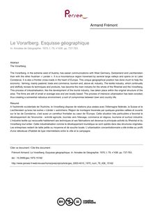 Le Vorarlberg. Esquisse géographique - article ; n°436 ; vol.79, pg 737-763