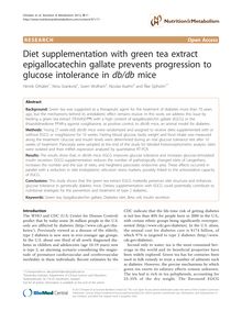 Diet supplementation with green tea extract epigallocatechin gallate prevents progression to glucose intolerance in db/dbmice