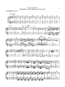 Partition trompette 1 / 2 (B♭), La fille du régiment. Opéra comique en deux actes