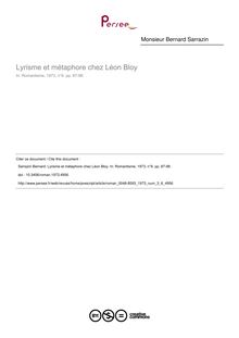Lyrisme et métaphore chez Léon Bloy - article ; n°6 ; vol.3, pg 87-98