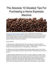 The Absolute 10 Greatest Tips For Purchasing a Home Espresso Machine