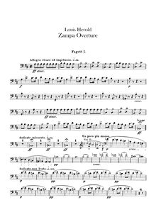Partition basson 1, 2, Zampa, ou La fiancée de marbre, Opéra comique en trois actes