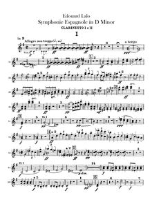 Partition clarinette 1 / 2 (B♭, A), Symphonie espagnole, Violin Concerto No.2