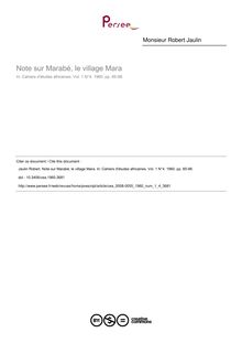 Note sur Marabé, le village Mara - article ; n°4 ; vol.1, pg 85-98