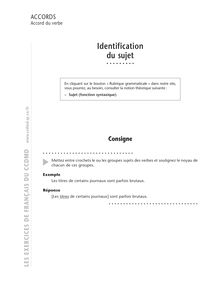Accord / Déterminant, Identification du sujet