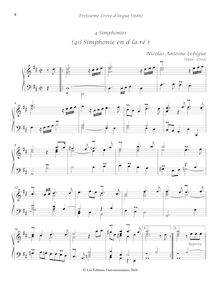 Partition (4e) Simphonie en d la ré♮, Troisième Livre d Orgue, Lebègue, Nicolas