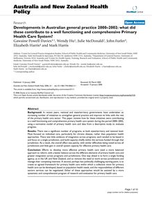 Developments in Australian general practice 2000–2002: what did these contribute to a well functioning and comprehensive Primary Health Care System?
