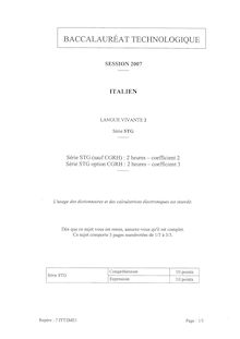 Italien LV2 2007 S.T.G (Communication et Gestion des Ressources Humaines) Baccalauréat technologique