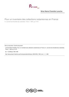 Pour un inventaire des collections océaniennes en France - article ; n°1 ; vol.1, pg 51-57