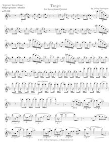 Partition Soprano Saxophone I , partie, Tango pour Woodwind quintette