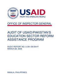 Audit of USAID Pakistan’s Education Sector Reform Assistance Program