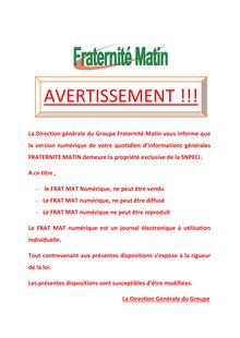 FRATERNITE MATIN - N°17685 Du 9/12/2023 au 10/12/2023