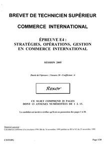 Stratégie, opérations, gestion en commerce international 2005 BTS Commerce international à référentiel Européen