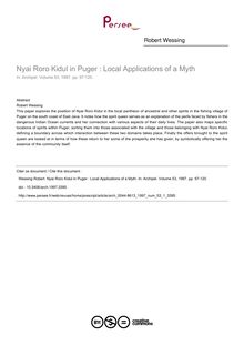 Nyai Roro Kidul in Puger : Local Applications of a Myth - article ; n°1 ; vol.53, pg 97-120