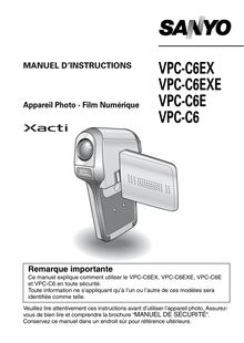 Notice Caméra vidéo numérique Sanyo  VPC-C6EXE