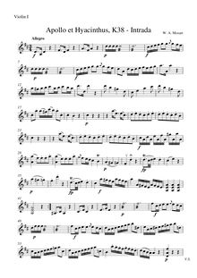 Partition violons I, Apollo et Hyacinthus, Mozart, Wolfgang Amadeus
