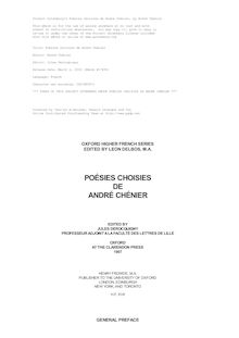Poésies choisies de André Chénier par André Chénier
