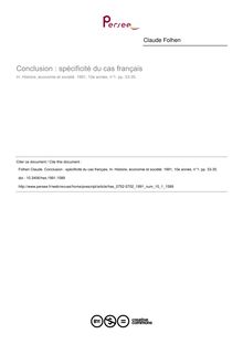 Conclusion : spécificité du cas français - article ; n°1 ; vol.10, pg 33-35
