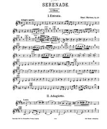 Partition hautbois 2, Serenade (Nonet) pour vents, Op.20, Marteau, Henri