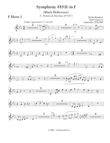 Partition cor 1, Symphony No.15  Black Halloween , F minor, Rondeau, Michel par Michel Rondeau
