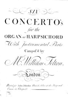 Partition violon 1 Concertino, 6 Concerto s pour pour orgue ou clavecin avec Instrumental parties