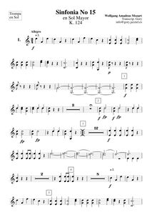 Partition cor 1/2 (en G), Symphony No.15, G major, Mozart, Wolfgang Amadeus