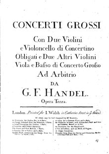 Partition violon, hautbois, flûte 2 (Concertino), Instrumental-Concerte. Op.3