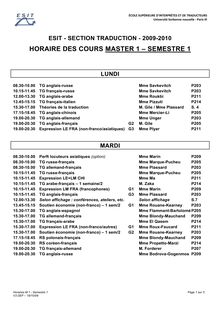 Horaires des cours Master 1  S1 V3 DEF 18-10