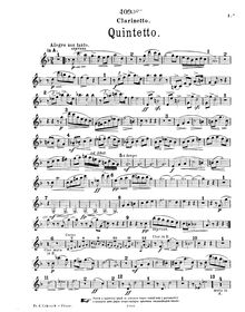 Partition clarinette , partie, quintette, Quintetto, Fibich, Zdeněk