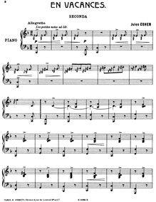 Partition En vacances (piano 4 mains), Pages Juveniles, various