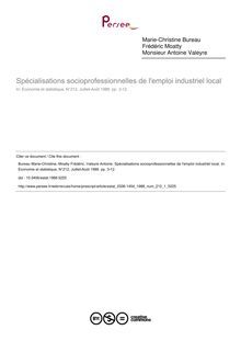 Spécialisations socioprofessionnelles de l emploi industriel local - article ; n°1 ; vol.212, pg 3-12