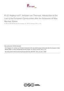 PJ.G. Kapteyn et P. Verloren van Themaat, Introduction to the Law oj the European Communities after the Accession of New Member States - note biblio ; n°2 ; vol.26, pg 414-414