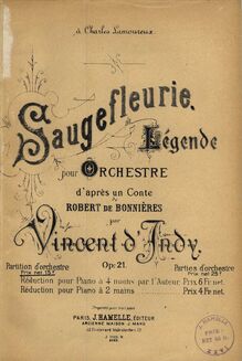 Partition couverture couleur, Saugefleurie, Op.21, Indy, Vincent d 