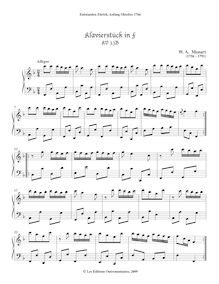 Partition complète (Urtext), Piece en F major, Klavierstück in F