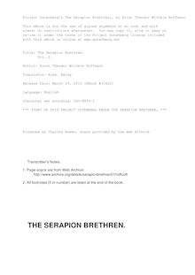 The Serapion Brethren, - Vol. I.