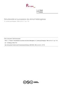 Simultanéité et succession de stimuli hétérogènes - article ; n°1 ; vol.64, pg 1-19