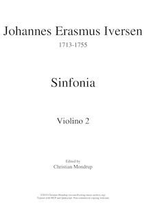 Partition violons II, Sinfonia, D major, Iversen, Johannes Erasmus par Johannes Erasmus Iversen