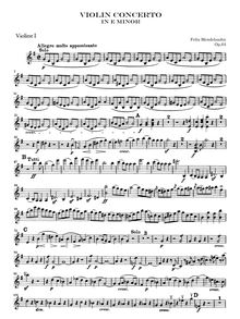 Partition violons I, violon Concerto [No.2], E Minor, Mendelssohn, Felix