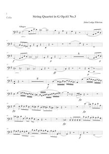 Partition violoncelle, corde quatuor, Op.61 No.3, G major, Ellerton, John Lodge