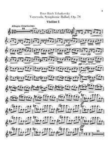 Partition violons I, pour Voyevoda, Воевода, A minor, Tchaikovsky, Pyotr