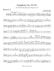 Partition basson 2, Symphony No.33, A major, Rondeau, Michel par Michel Rondeau
