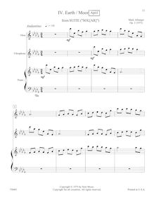Partition I, Earth (April),  pour hautbois, Piano, et Percussion